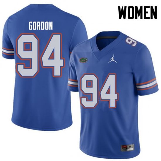 Women's Florida Gators #94 Moses Gordon NCAA Jordan Brand Royal Authentic Stitched College Football Jersey AXB4262CD